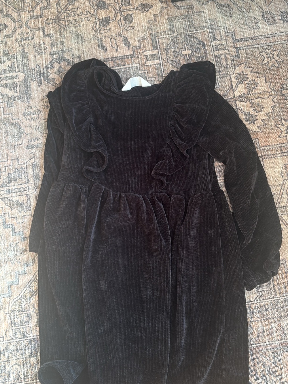 H&M Black Velvet Ruffle-Trim Kids Dress